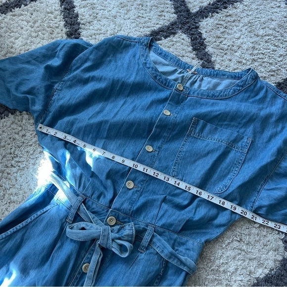 Free People Marley Medium Wash Denim Half Sleeve Jumpsuit - Picture 7 of 13